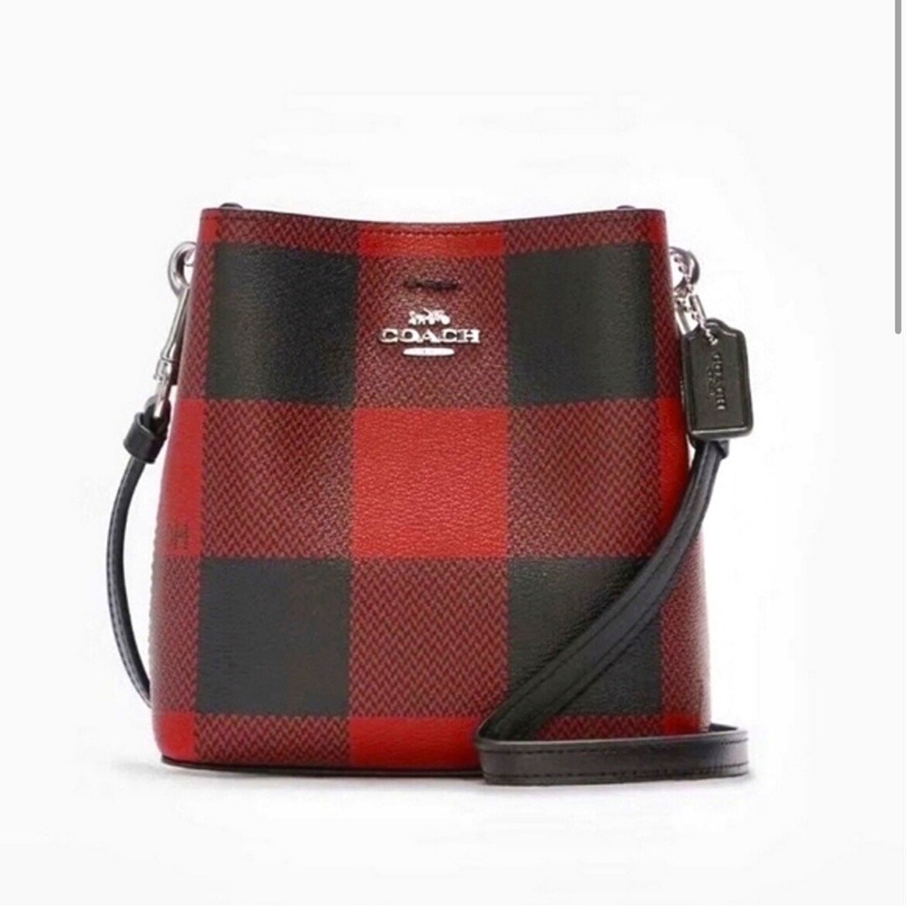 Coach Red and Black Checkered Crossbody Bag